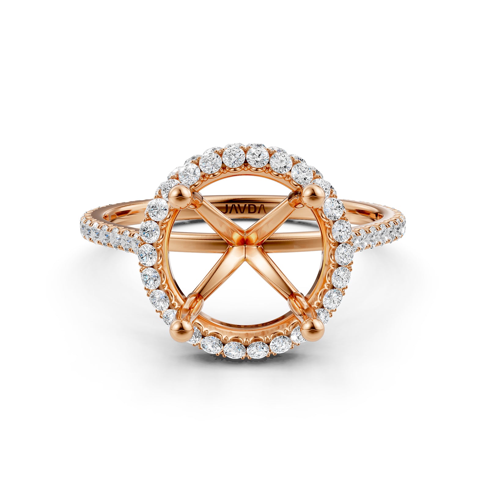 Double Halo Semi Mount Lab Grown Diamond Engagement Ring 0.53 Ct.